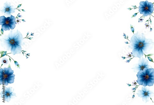 Navy and blue watercolor floral garland, perfect for wedding invitations or scrapbooking,  vine,  charming