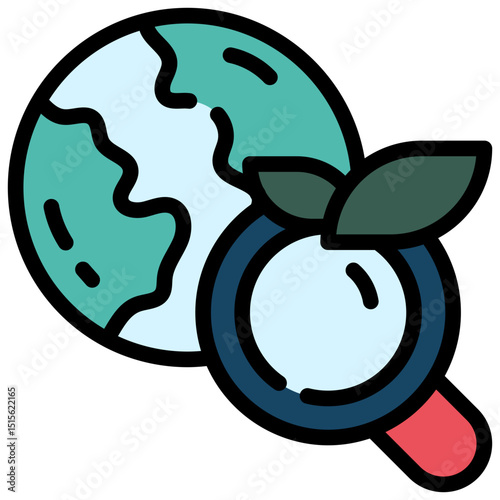 world environment searth finding eco friendly magnifying filled outline icon