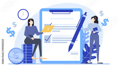 Two women signing a contract with pen, handshake, smiling, professional business partners, agreement, teamwork, collaboration, legal document, corporate deal.