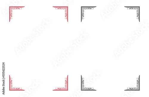 Page Border, Calligraphic Floral Frame, and Page Decoration. Vector illustration. Vector of decorative vertical elements, border and frame
