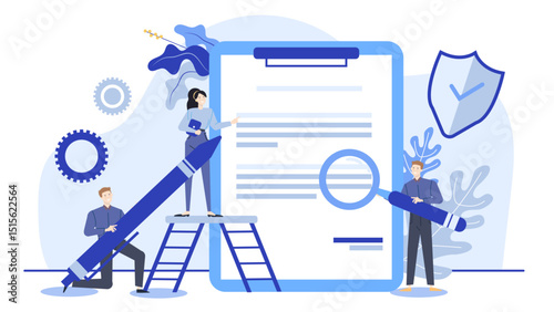People signing a document with a giant pen, symbolizing contracts, agreements, business deals, legal transactions, formalities, signatures, paperwork.
