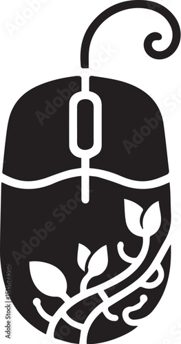 Computer mouse silhouette, simple black icon