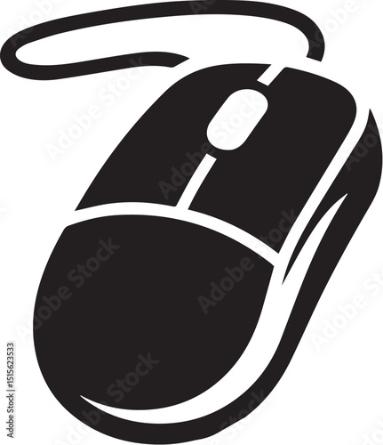 Computer mouse silhouette, simple black icon