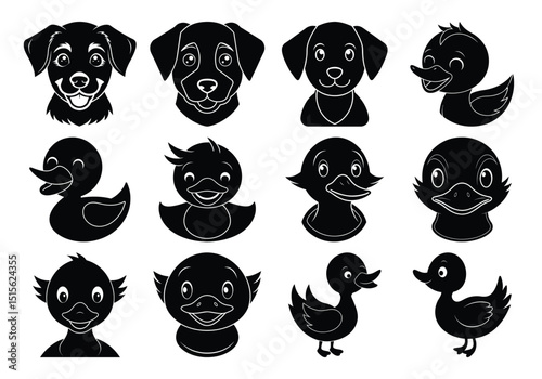 Cute Dog & Duck Face Vector design
