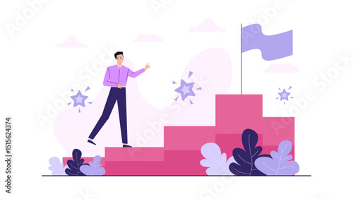 Perfect for depicting ambition, success, and achievement in business, education, or personal growth contexts. Great for motivational designs and concepts.