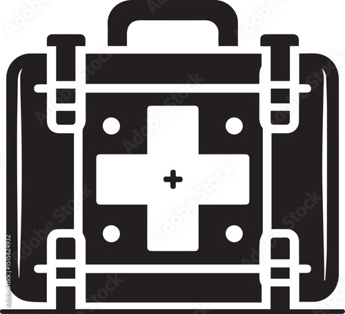 first aid kit logo vector illustration, first aid kit silhouette vector icon