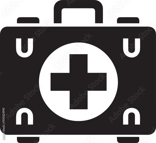 first aid kit logo vector illustration, first aid kit silhouette vector icon
