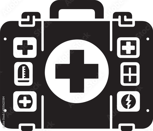 first aid kit logo vector illustration, first aid kit silhouette vector icon