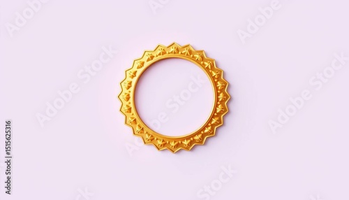 A gleaming golden circular badge, perfectly isolated on a plain backdrop,  gold award,  circle