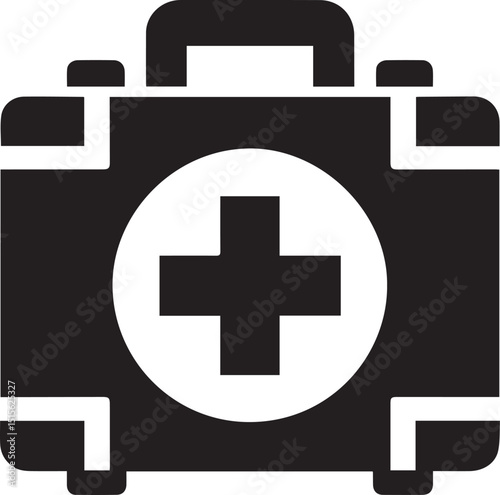 first aid kit logo vector illustration, first aid kit silhouette vector icon