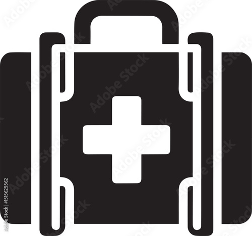 first aid kit logo vector illustration, first aid kit silhouette vector icon