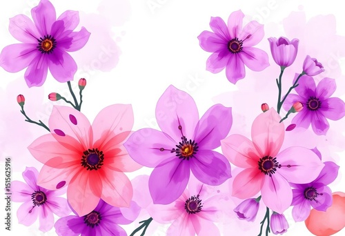 Abstract purple watercolor floral background, perfect for design projects, purple flowers, flower