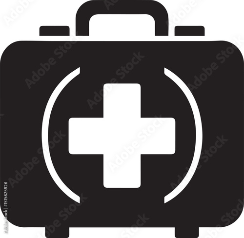 first aid kit logo vector illustration, first aid kit silhouette vector icon