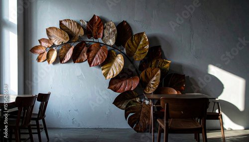 Interior of the room plant on the wall