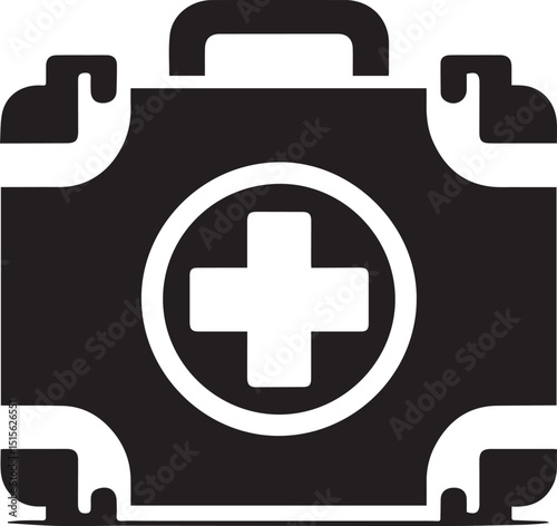 first aid kit logo vector illustration, first aid kit silhouette vector icon