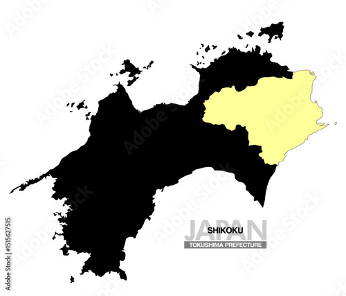 日本地図 四国 徳島県 県境無し 01
