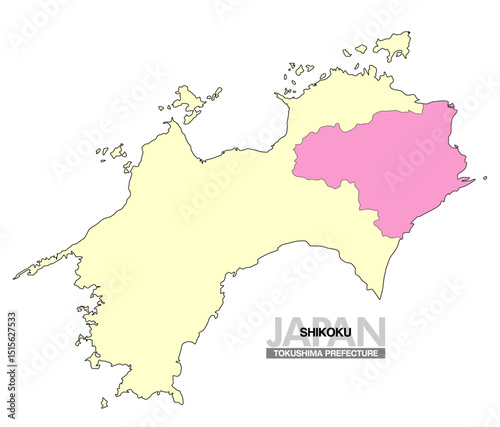 日本地図 四国 徳島県 県境無し 02