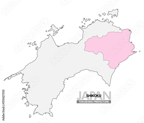 日本地図 四国 徳島県 県境無し 03