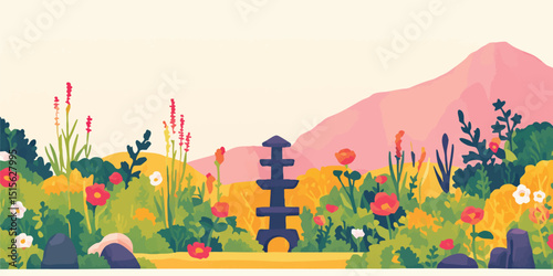 A serene Japanese garden in...