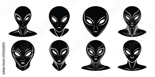 Alien Head Silhouettes - Sci-Fi Extraterrestrial