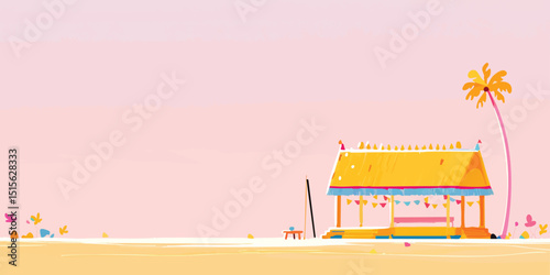 A vibrantly painted wooden ...