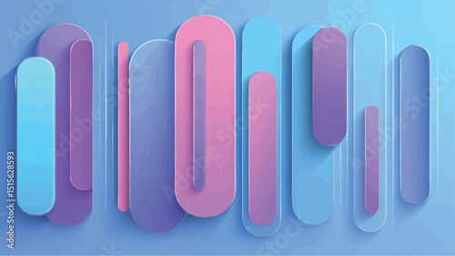 Varicolored rounded rectangles stand vertically over a blue gradient backdrop