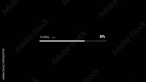  loading symbol or  progress collection. glowing loading 67 percent . Vector infographics set. 4k illustration.