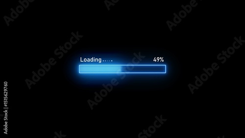  loading symbol or  progress collection. neon glowing loading 49 percent . Vector infographics set.