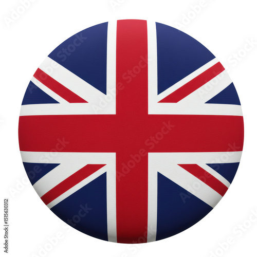 UK round flag isolated on transparent background, PNG, circular flag, British flag, Union Jack, UK emblem, UK symbol, flag isolated, transparent