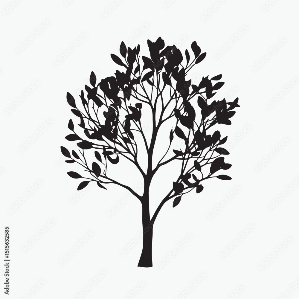 Obraz premium Tree silhouette vector illustration representing all seasons and nature elements