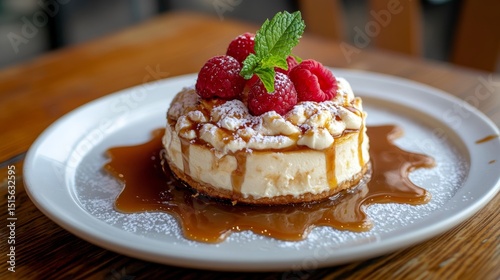Pancake Cream-Filled Flan with Raspberries and Mint Rustic 