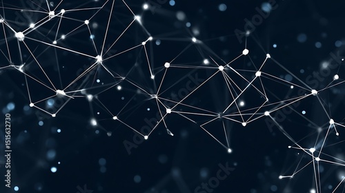 Gridline network with glowing dot connections and clean right space on dark background, ideal for blockchain presentation, digital data transmission, and tech interface concepts.