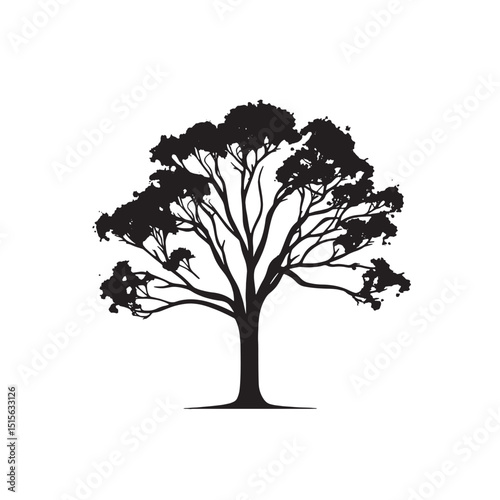 A versatile vector silhouette of a tree with roots, perfect for illustrating nature's seasonal beauty in spring, summer, or autumn designs