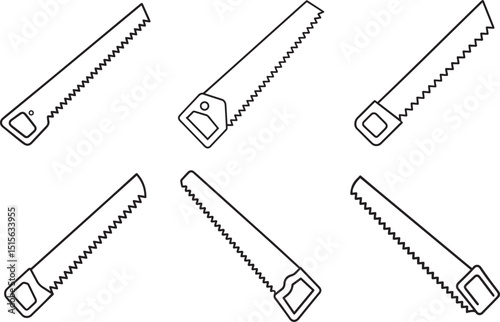 Set of Saw outline vector and illustration