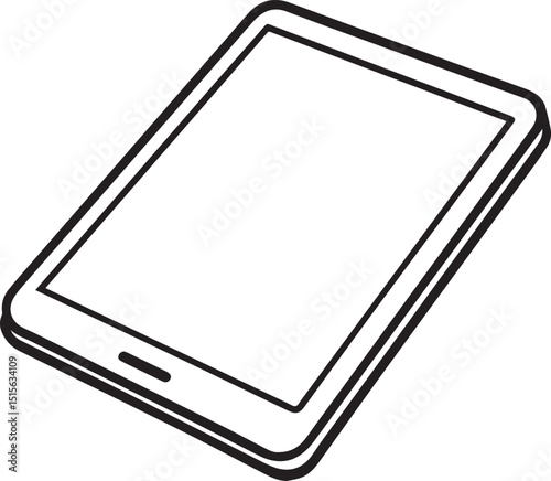 tablet outline vector illustration, line art