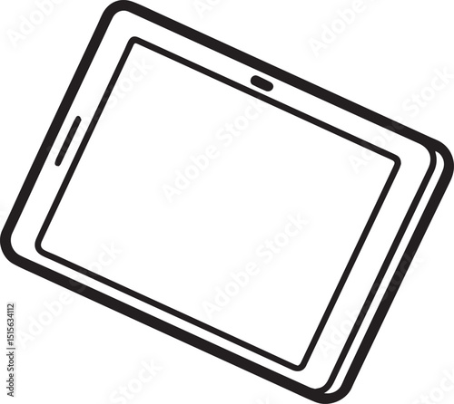 tablet outline vector illustration, line art