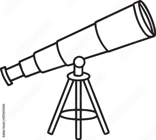 telescope outline vector illustration, line art