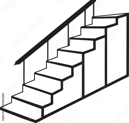 staircase outline vector illustration, line art