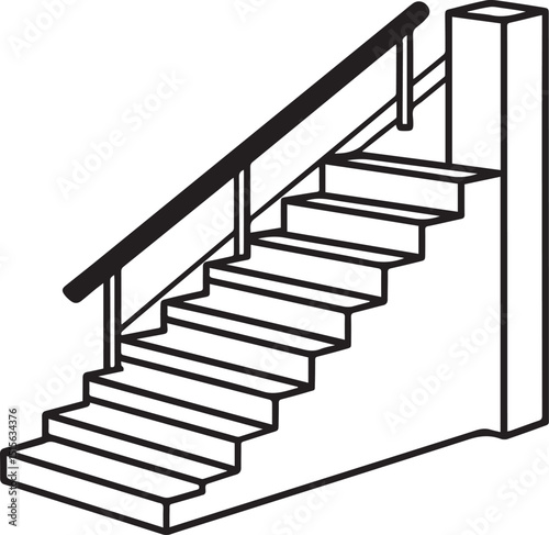 staircase outline vector illustration, line art