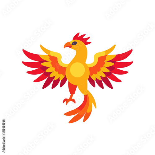 Fiery-Phoenix-Bird-Illustration-Mythical-Creature-Icon-Design