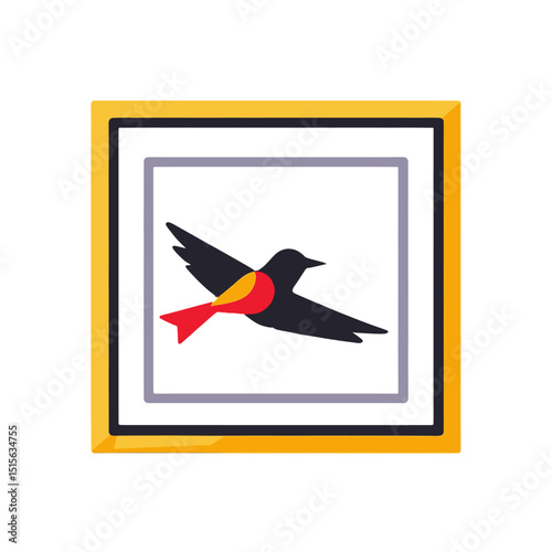 Bird-in-Frame-Icon-Illustration-Art-Design-Graphic