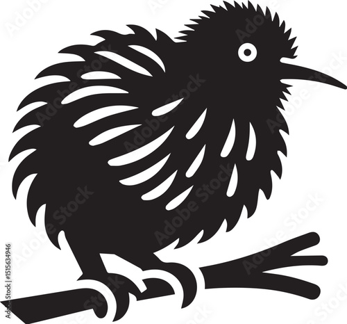 kiwi birds in black silhouette design