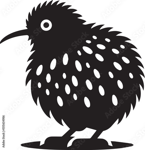 kiwi birds in black silhouette design