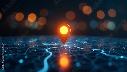 Location pin on digital map for navigation gps tracking and destination search technology concept 