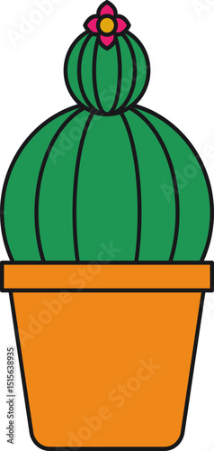 Handrawn Cactus Plant Cartoon Illustration