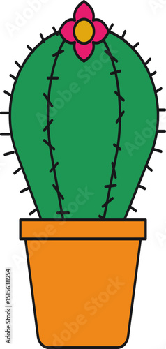 Handrawn Cactus Plant Cartoon Illustration