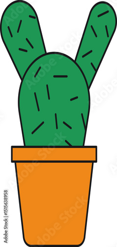 Handrawn Cactus Plant Cartoon Illustration