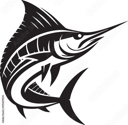marlin fish vector art illustration