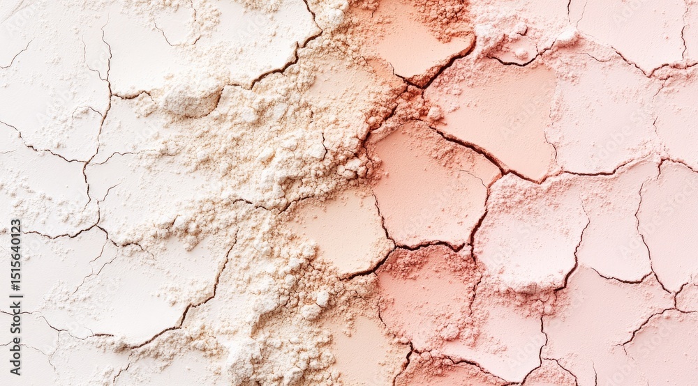 Fototapeta premium Powder textures, light & blush, cracked earth