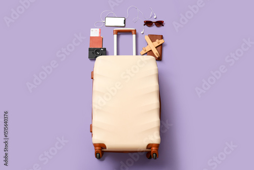 Suitcase with camera, mobil...